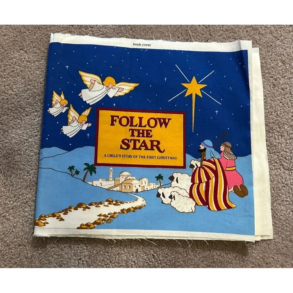 VNTG Christmas Fabric Book Panel Follow the Star Pre-Cut Sew & Make Baby Book 1